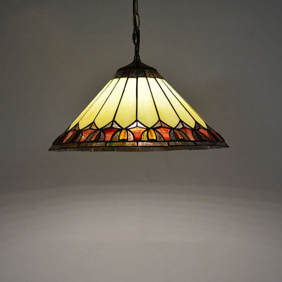 European Vintage Tiffany Glass Hardware 1-Light Pendant Light