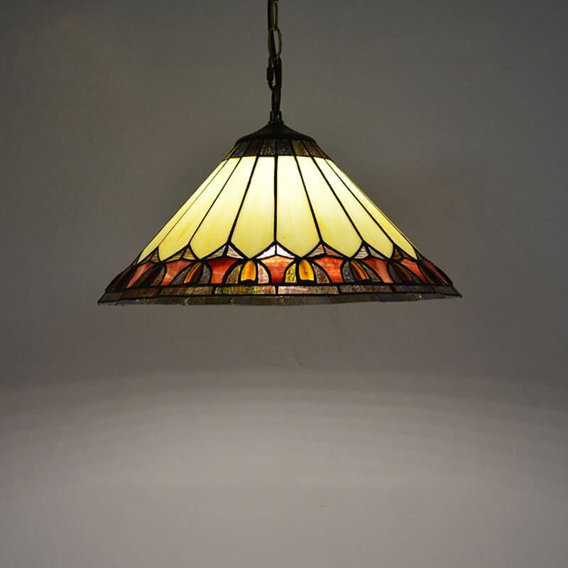 European Vintage Tiffany Glass Hardware 1-Light Pendant Light