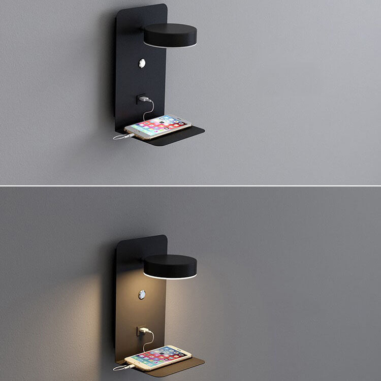 مصباح حائط حديث مربع من الحديد LED قابل لإعادة الشحن عبر USB 