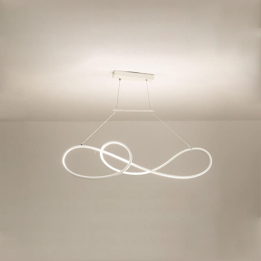 Lámpara de Araña Moderna de Lujo Ligero con Anillo Curvo LED para Isla 