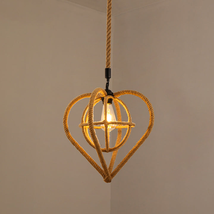 Retro Creative Hemp Rope Weaving 1-Light Pendant Light