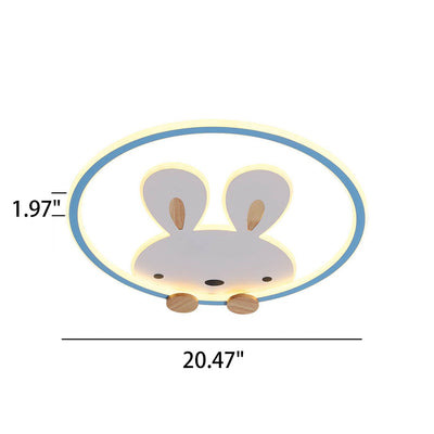 Childlike Modern Simple Cartoon Rabbit Design LED Flush Mount Light