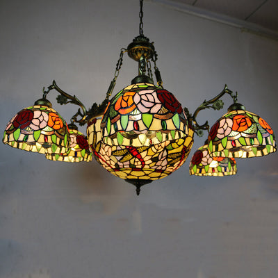 European Tiffany Vintage 9-Light Island Light Chandelier