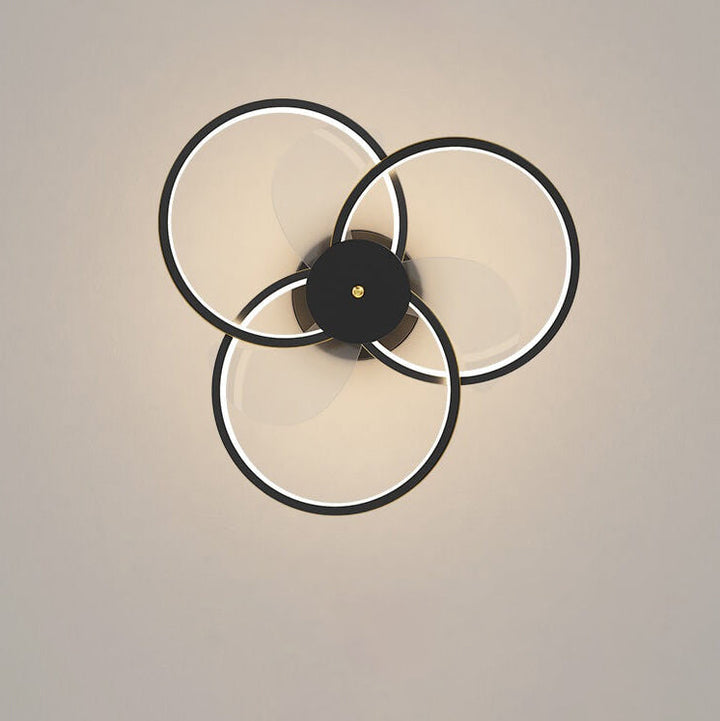 Luxury Acrylic Three Rings Combination Design LED Flush Mount Fan Light