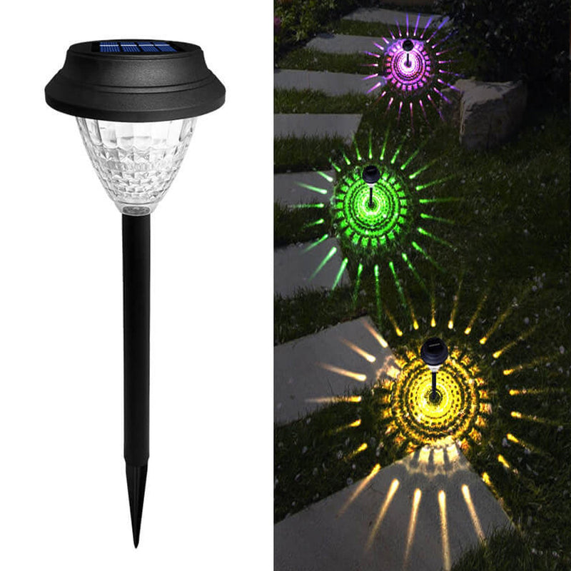 Solar Waterproof Circular Divergent Light Shadow Design LED Outdoor Garden Decorative Light