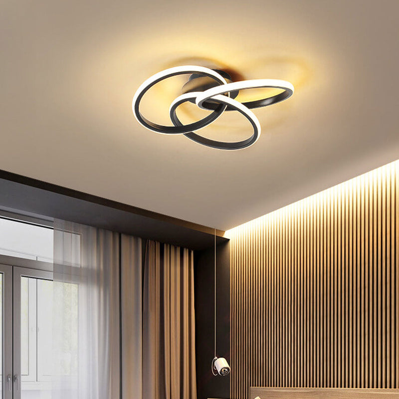 Nordic Light Luxury Ring Staggered Overlap Design LED Flush Mount Light