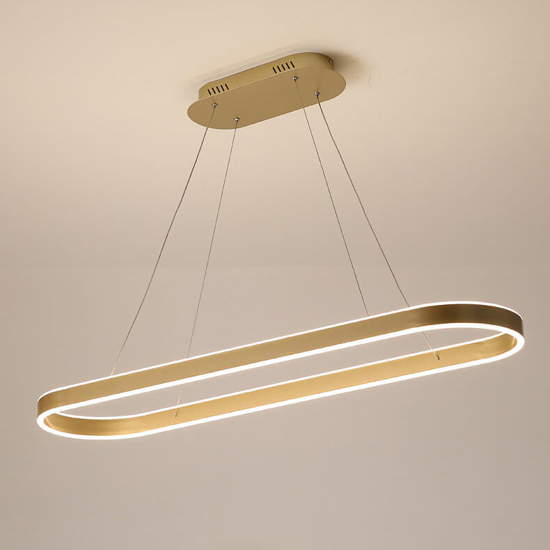 Moderner, minimalistischer, heller, luxuriöser, ovaler LED-Kronleuchter aus Aluminium 