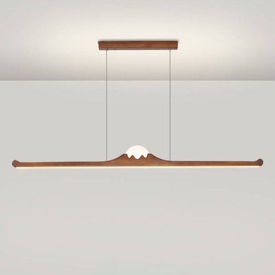 Nordic Retro Black Walnut Solid Wood Long Strip LED Island Light Chandelier