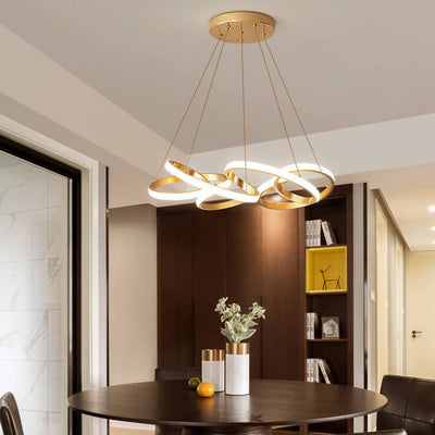 Moderner Luxus Gold Twisted Line Island Light LED Kronleuchter