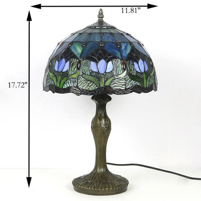 European Decorative Tiffany Stained Glass 1-Light Table Lamp