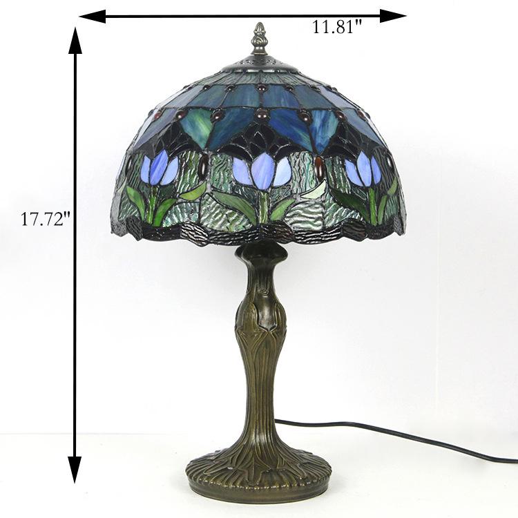 Lámpara de mesa de vidrio teñido Tiffany decorativa europea de 1 luz 