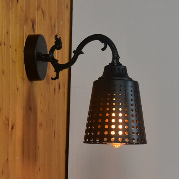 Industrial Vintage Iron Bell Tree Branch Arm 1-Light Wall Sconce