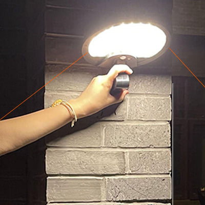 Solar Outdoor Human Sensor Round LED Patio Wall Sconce Lamp