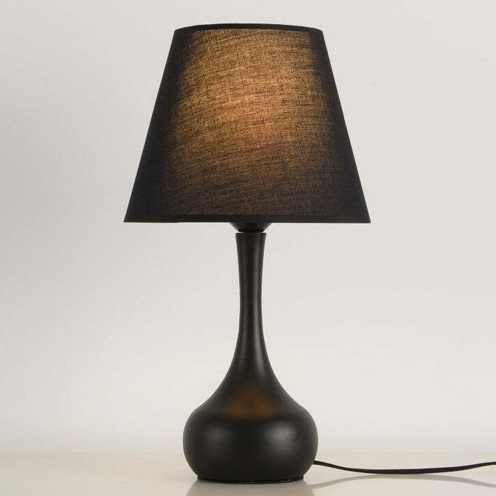 Modern Minimalist Pure Black White Iron Fabric 1-Light Table Lamp For Bedroom