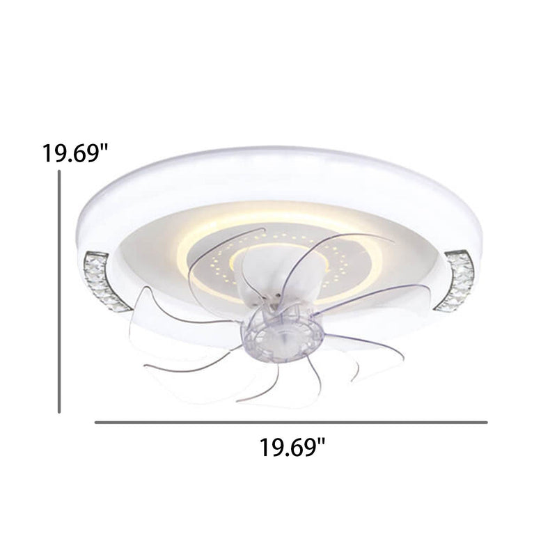 Modern Minimalist Acrylic Round Intelligent LED Flush Mount Ceiling Fan Light