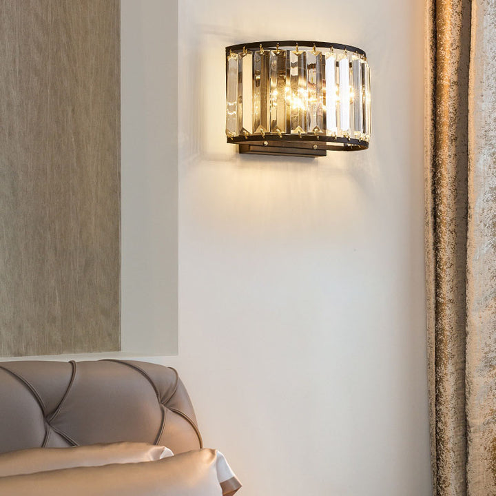 Applique Murale Moderne en Fer Cristal Minimaliste de Luxe Léger à 2 Lumières 