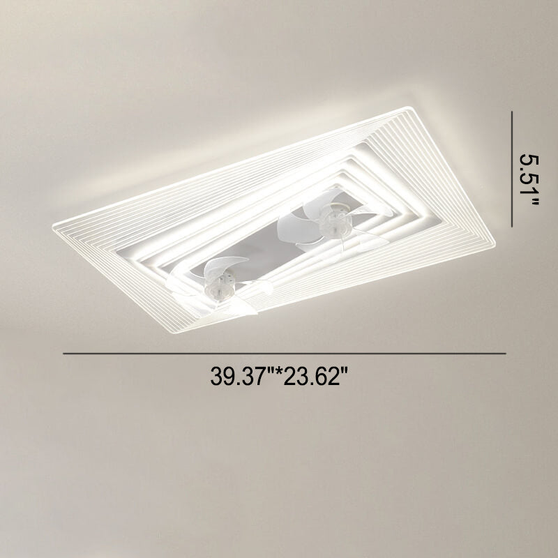 Modern Light Luxury Geometric Line Design LED Flush Mount Ceiling Fan Light