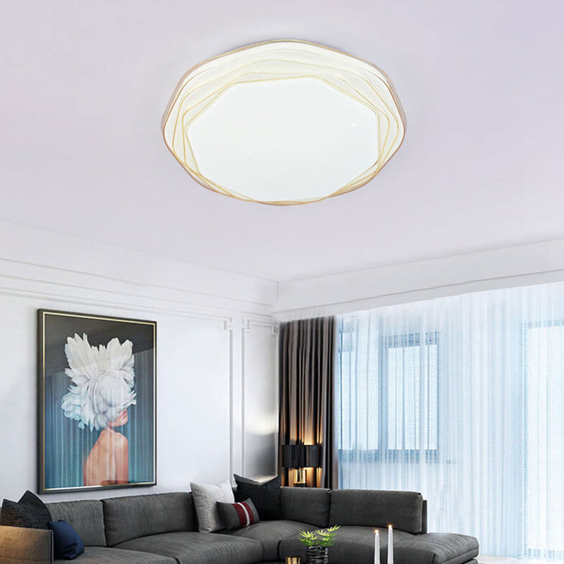 Modern Minimalist Creative Round LED Wrought Iron Flush Mount Ceiling Light