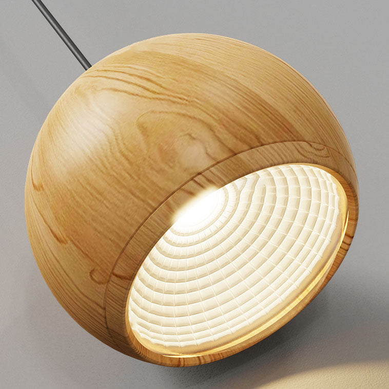 Japanese Wood Grain Round Oval Iron 1-Light Pendant Light