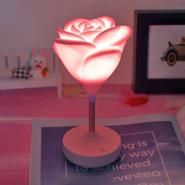 Creative Romantic Pink Rose USB Rechargeable Touch LED Night Light Table Lamp