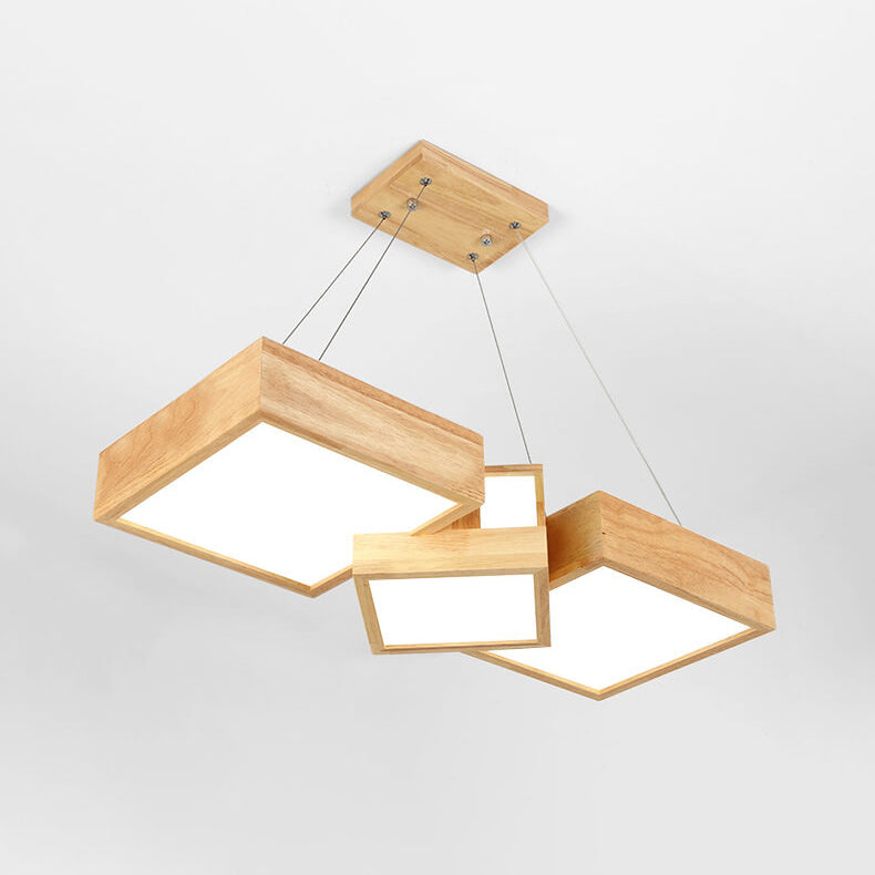 Modern Creative Solid Wood Several Squares LED Chandelier