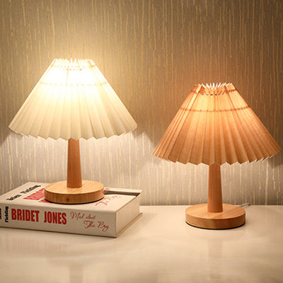 Vintage Pleated Umbrella-shaped 1-Light LED Table Lamp