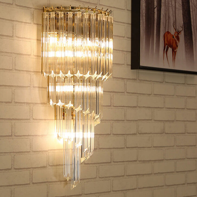 Moderne Luxus Kristall Vier Schichten 4-Licht Wandleuchte 