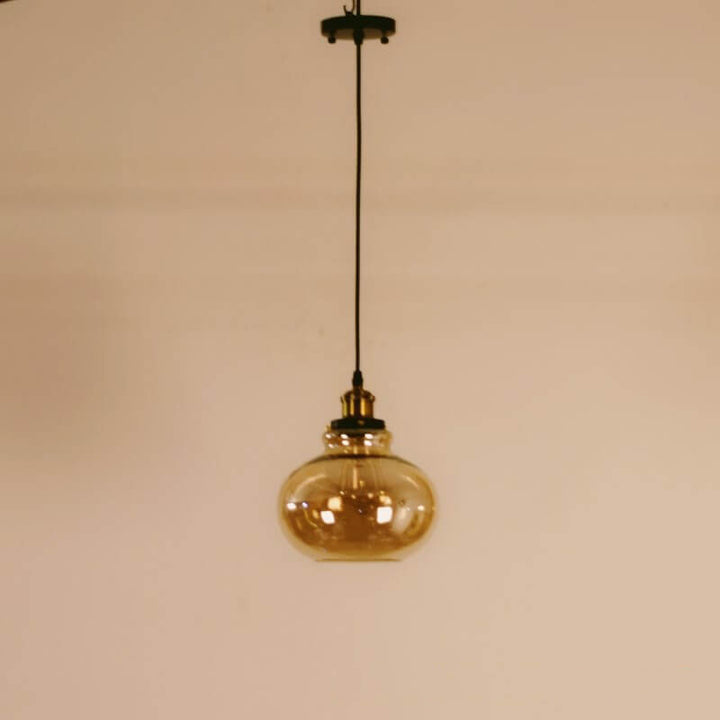 Suspension Luminaire Rétro Industriel en Verre Rond en Forme de Gourde à 1 Lumière 