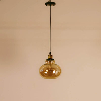 Suspension Luminaire Rétro Industriel en Verre Rond en Forme de Gourde à 1 Lumière 
