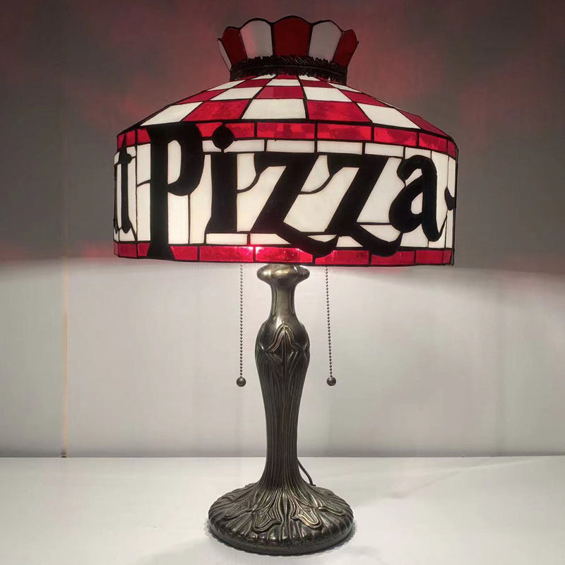 Tiffany Pizza Stained Glass Cone 1-Light Table Lamp