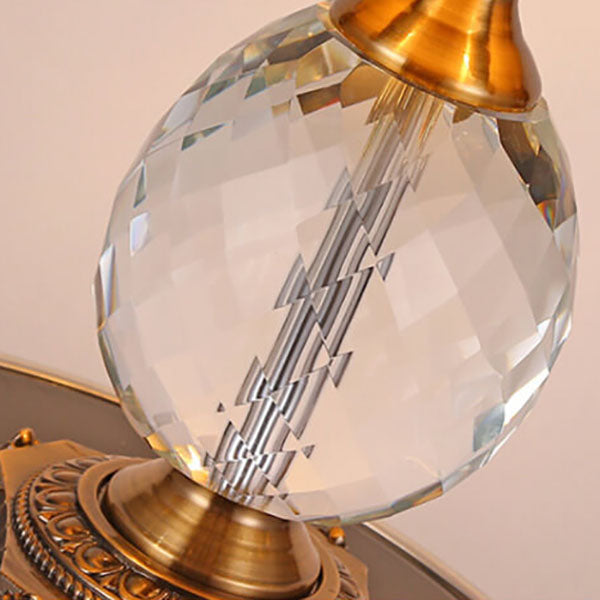 Lampe de table moderne avec abat-jour en tissu de luxe, base en cristal, 3/4 lumières 