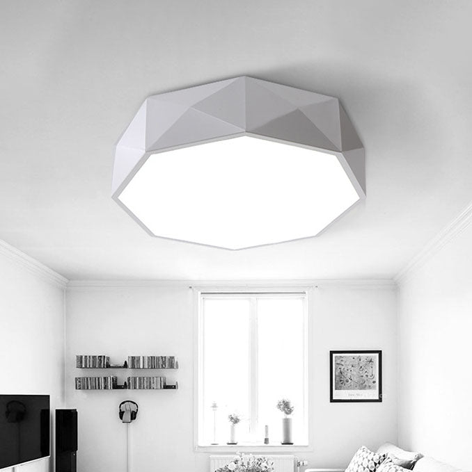 Modern Minimalist Rhombus Geometry Acrylic Iron LED Flush Mount Ceiling Light for Living Room