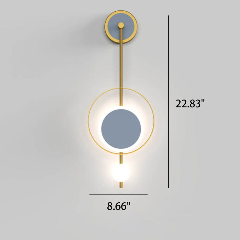 Moderne minimalistische Eisenkreis-LED-Licht-Wandleuchte mit geradem Arm