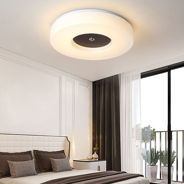 Minimalist Chinese Walnut Round Acrylic LED Flush Mount Ceiling Light