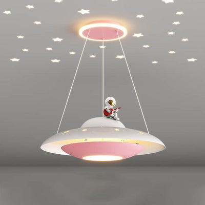 Modern Creative Flying Saucer Space Astronaut Children LED Chandelier