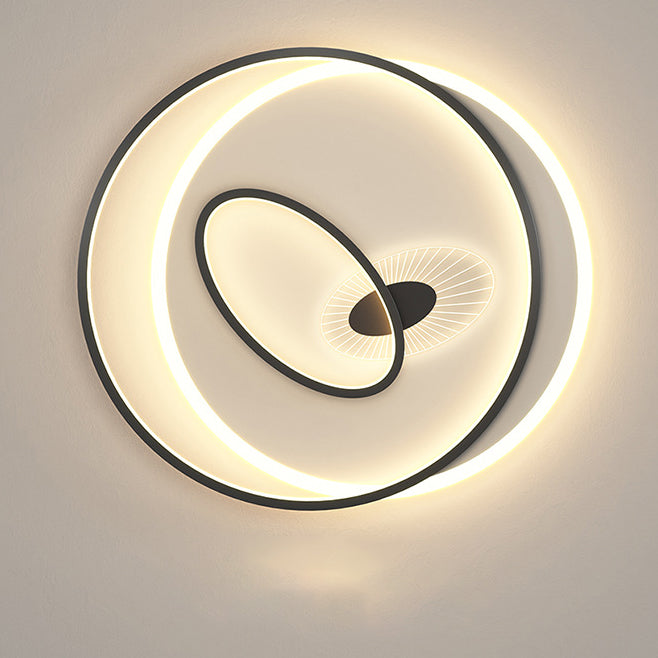 Creative Simple Circular Overlapping Dislocation Design LED Flush Mount Light