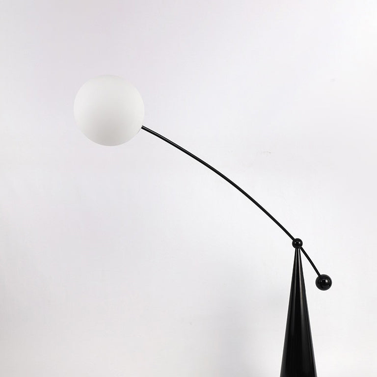 Zeitgenössische kreative konische Basis Angelrute Orb Eisen Glas 1-Licht Stehlampe für Wohnzimmer 
