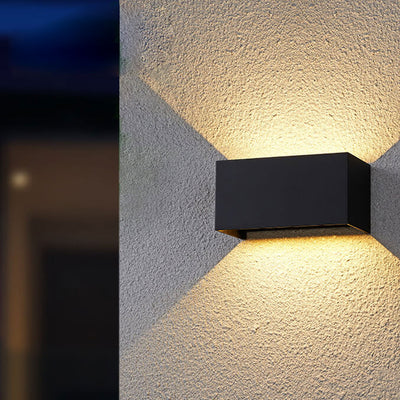 Modern Outdoor Waterproof Rectangular LED Up and Down Illuminated Outdoor Wall Sconce Lamp