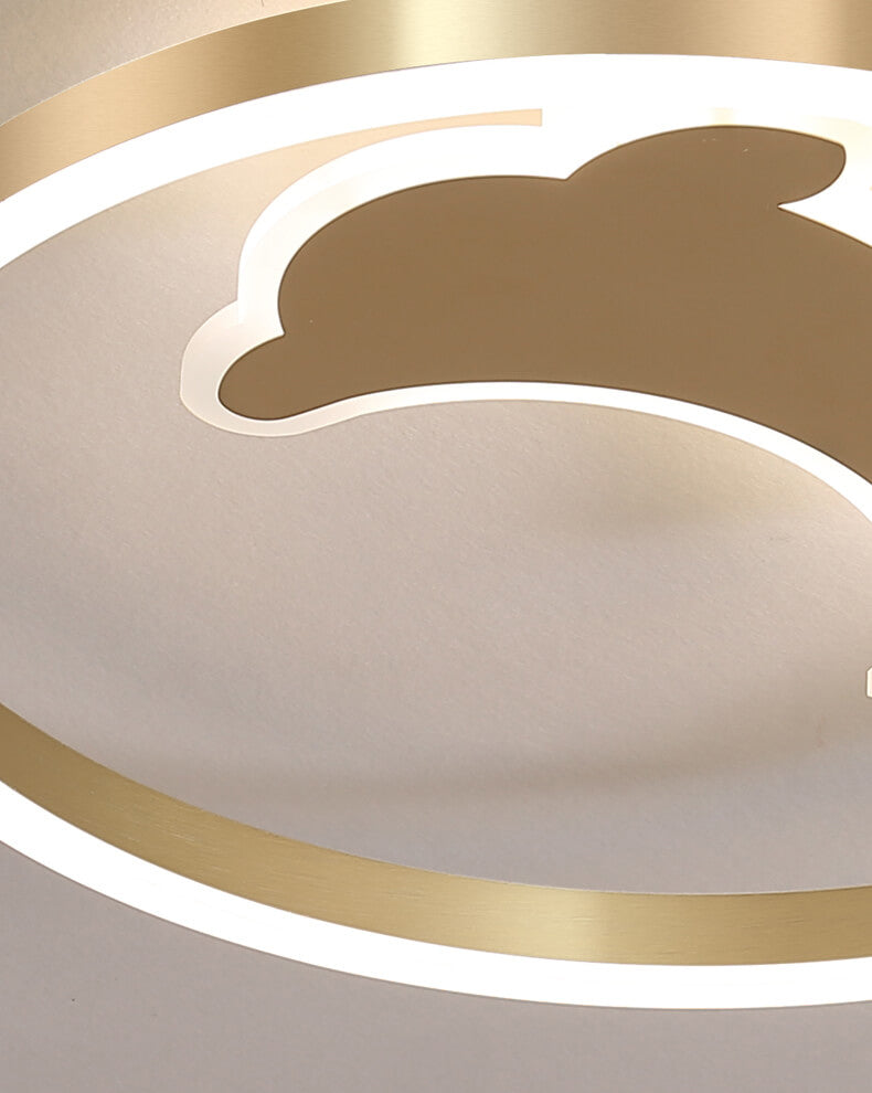 Moderne kreative goldene Delfin-Eisen-LED-Deckenleuchte 