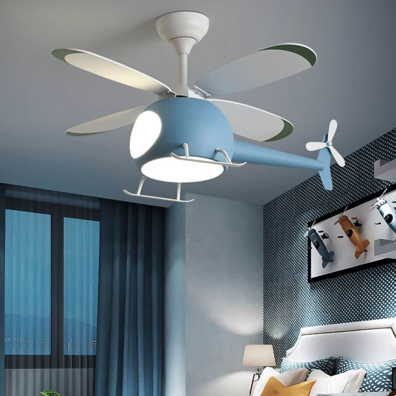 Simple Cartoon Aircraft LED Downrods Ceiling Fan Light