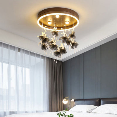 Modern Creative Cartoon Round Bird / Skirt Hanging LED Flush Mount Ceiling Light