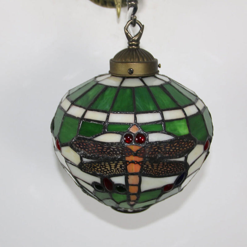 Vintage Tiffany Globe Stained Glass 1-Light Wall Sconce Lamp