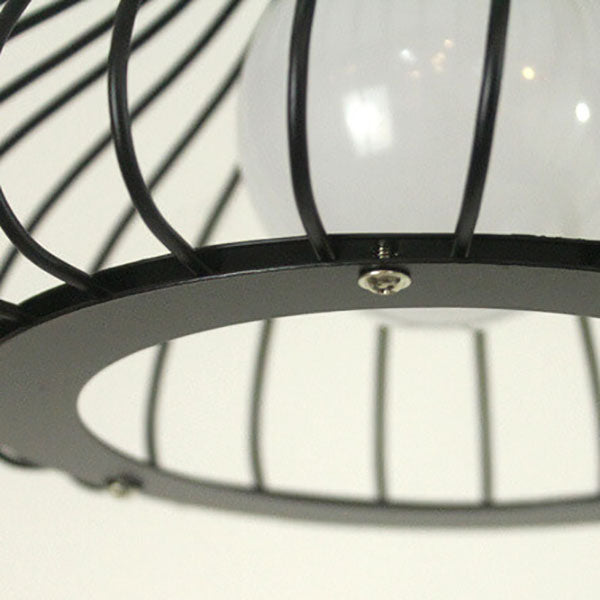 Vintage Industrial Black Oval Hollow Cage 1/3 Light Island Light Chandelier