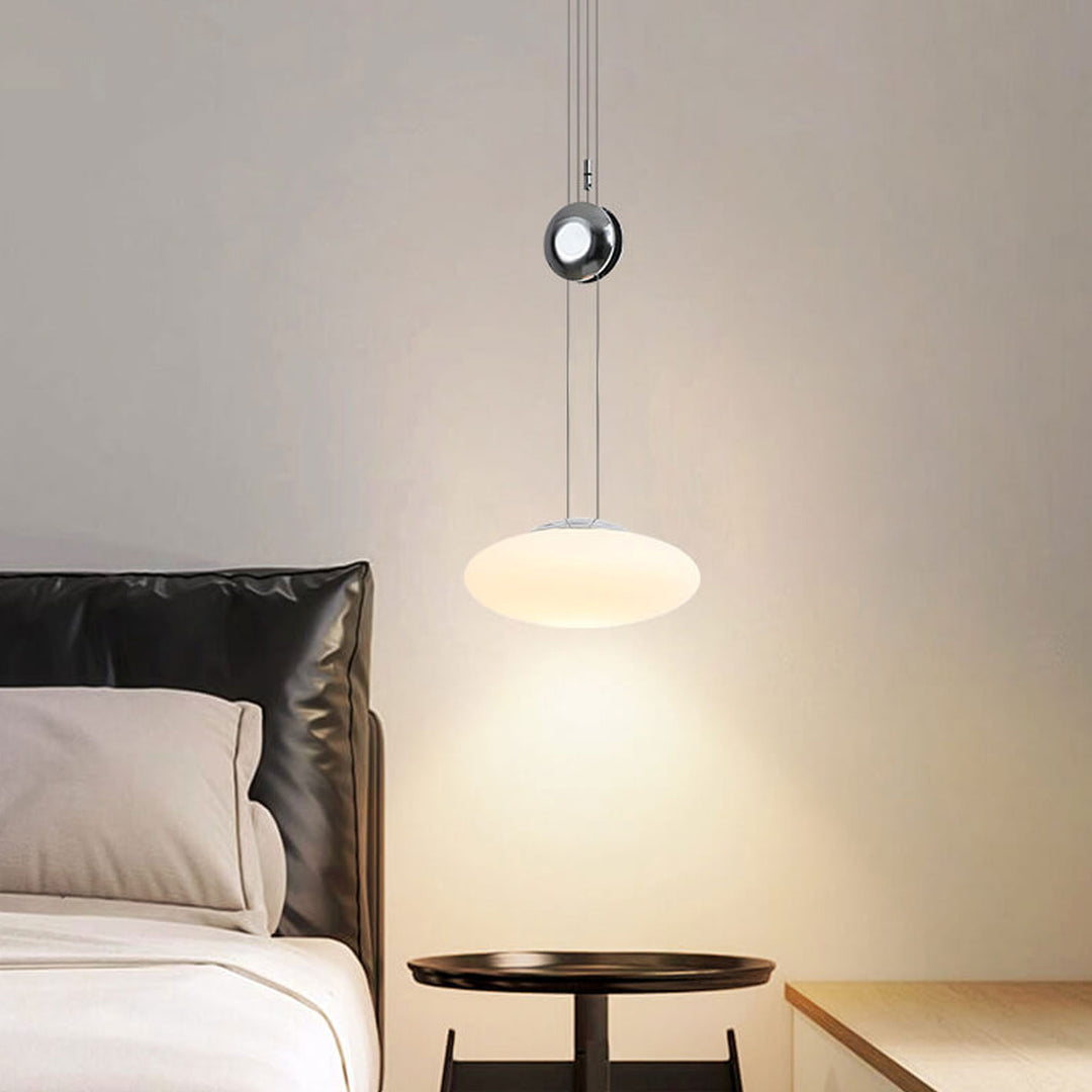 Luz colgante LED plana redonda de vidrio con hardware de lujo nórdico 