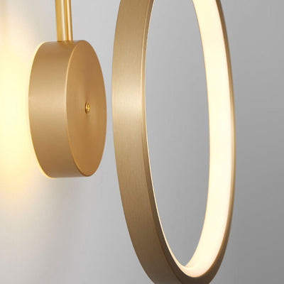 Light Luxury Full Copper Circle Curved Arm LED Wall Sconce Lamp
