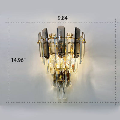 Moderne Luxus-Kristall-Mehrschicht-Säulen-Wandleuchte mit 1 Licht