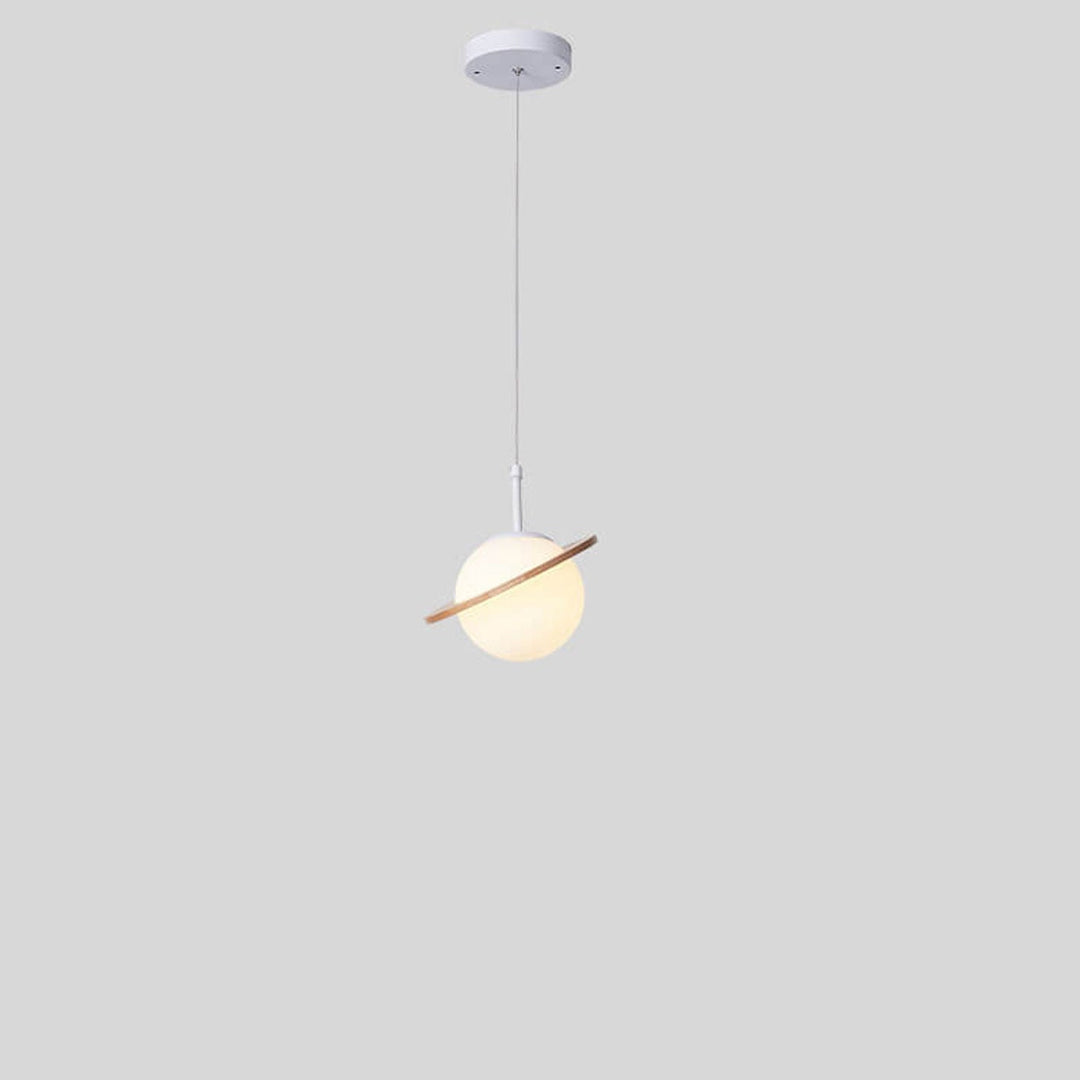 Lámpara de Araña de Vidrio Blanco Lechoso de Madera Nórdica 1/3 Luces 