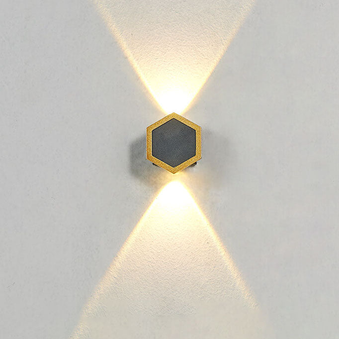 Outdoor Simple Hexagonal Combination Black Gold LED Wall Sconce Lamp