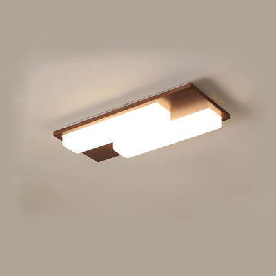 Nordic Creative Walnut Acrylic Rectangular LED Flush Mount Ceiling Light