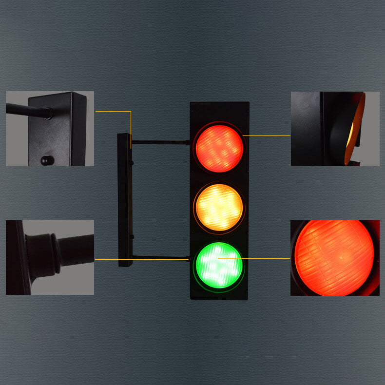 Diseño de semáforo industrial retro lámpara de pared LED 
